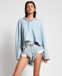 One Teaspoon Ash Blue Cropped Hoody