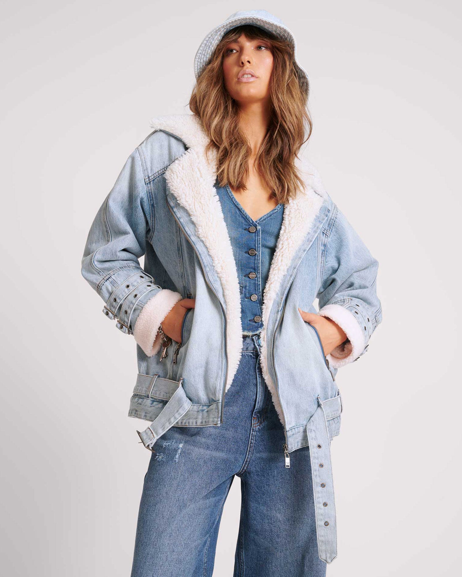 One Teaspoon Aviator Denim Jacket - Salty Dog Blue