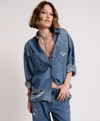 One Teaspoon Bay Blue Oversized Revolver Shirt