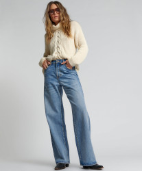 One Teaspoon BERLIN BLUE JACKSON MID WAIST WIDE LEG JEANS