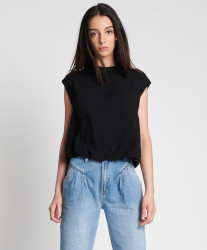 One Teaspoon Black Crepe Bubble Top