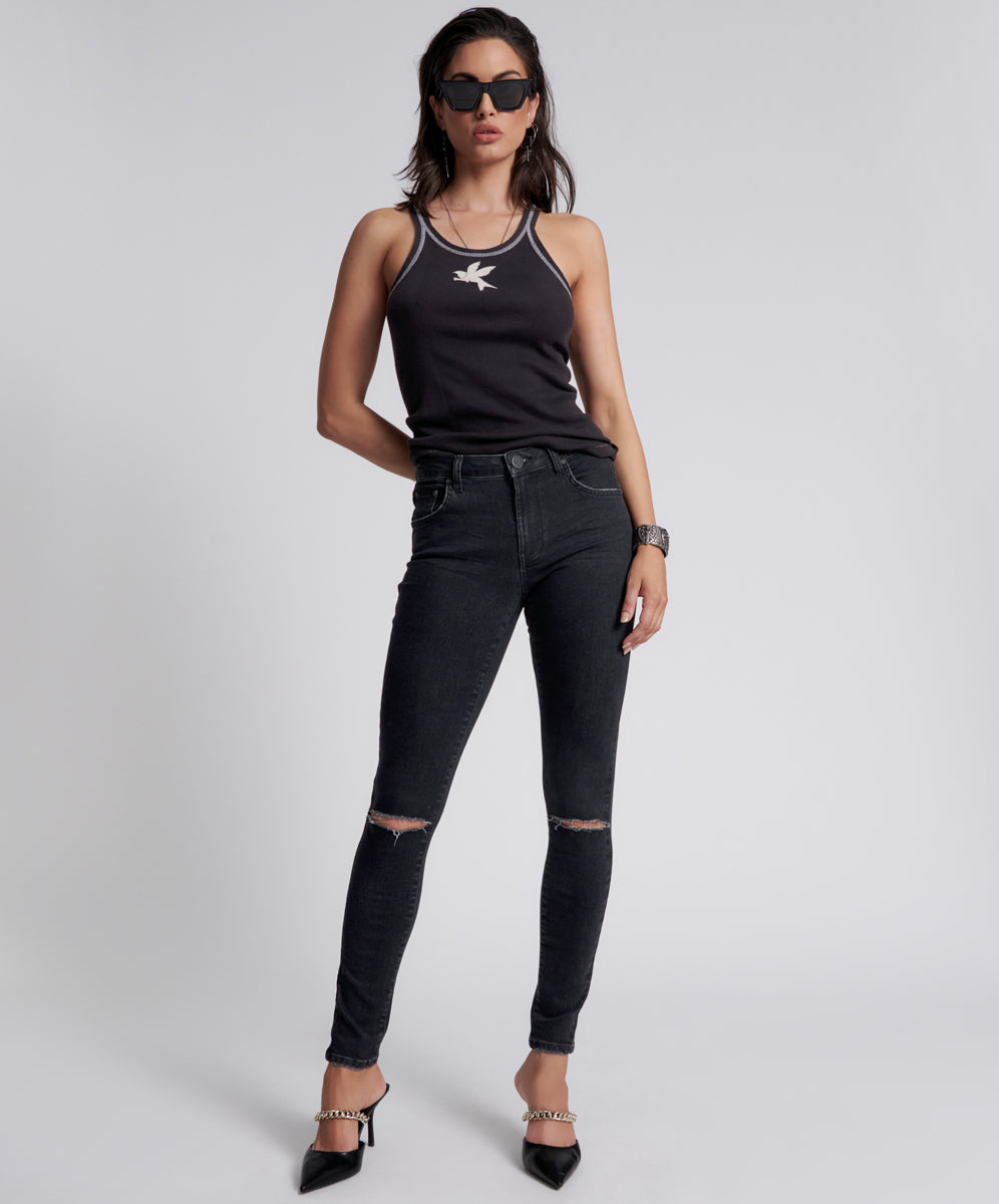 One Teaspoon Black Stretch Freebirds Ii High Waist Skinny Jeans