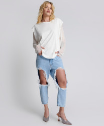 One Teaspoon Blue Latte Kingpins Cropped Boyfriend Jeans