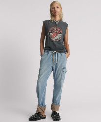 One Teaspoon Cargo Shabbies Low Waist Drawstring Boyfriend Denim Jeans - Blue Tobacco