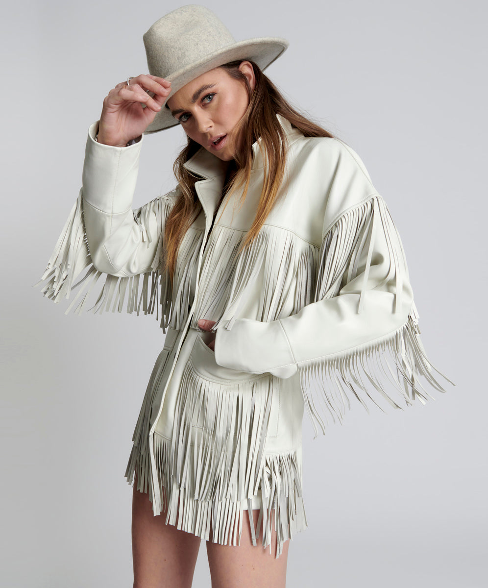 One Teaspoon Chaos Walking Fringed Leather Jacket