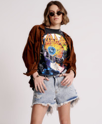 One Teaspoon Circus Blue Trucker Mid Waist Denim Shorts