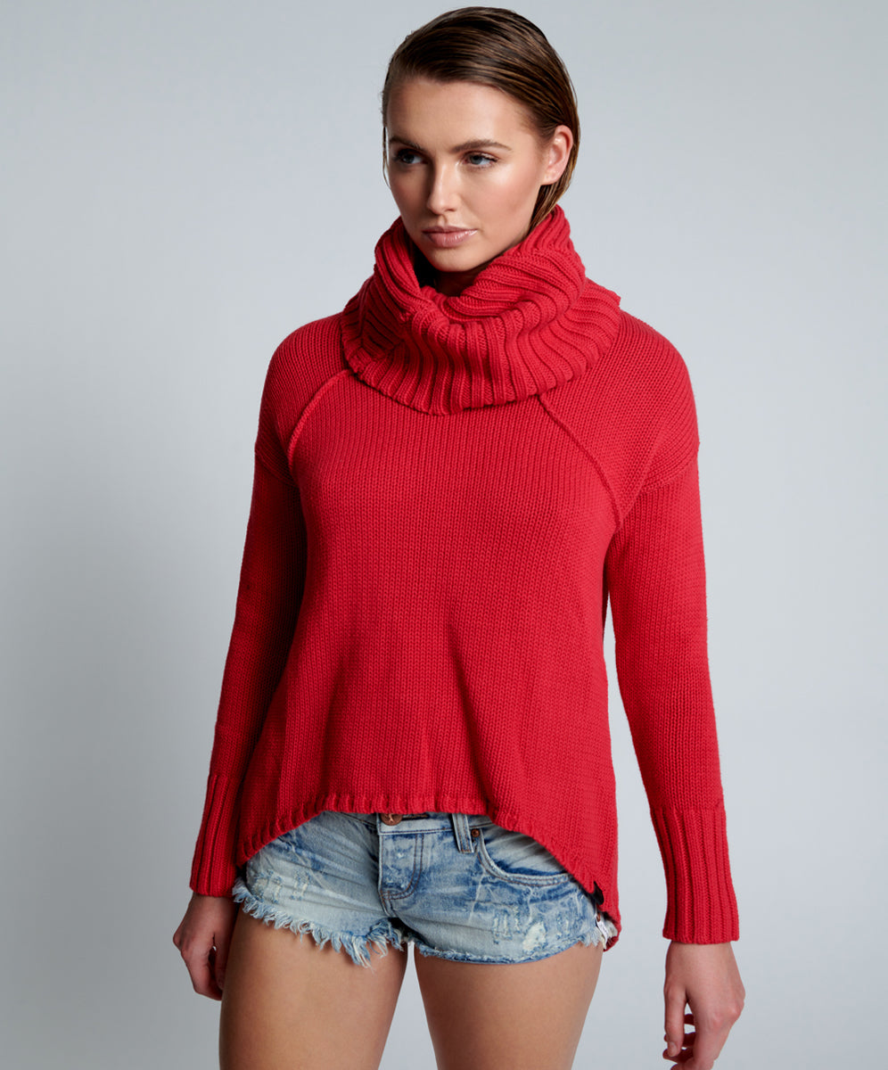 One Teaspoon Crimson Thick Pure Roll Neck Sweater