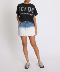 One Teaspoon Dip Dye Vanguard Mid Rise Relaxed Denim Mini Skirt