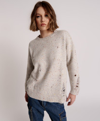 One Teaspoon Distressed Fisherman Knit Sweater