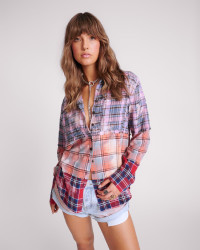 One Teaspoon Distressed Mixed Flannel Shirt - Multi