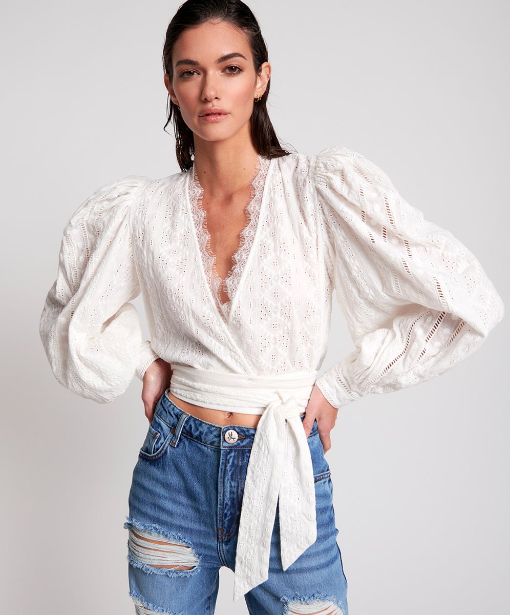 One Teaspoon Ethereal Cotton Wrap Top