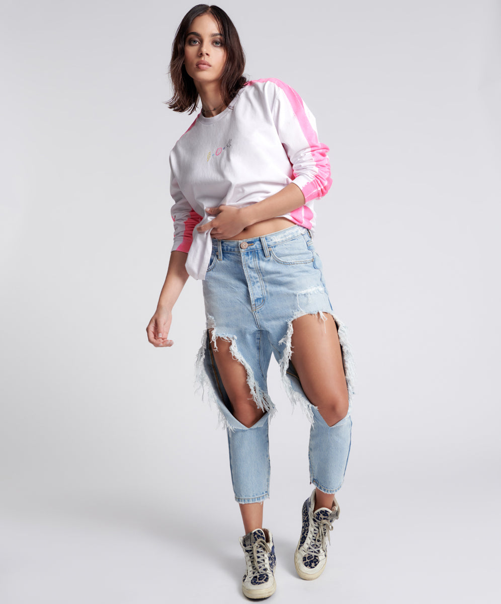 One Teaspoon Fleetwood Kingpins Cropped Boyfriend Jeans