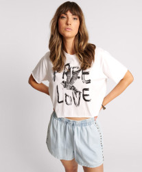 One Teaspoon FREE LOVE CROPPED TEE