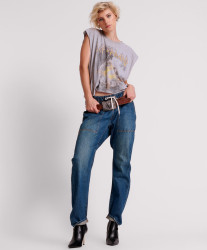 One Teaspoon Gritty Blue Shabbies Drawstring Boyfriend Jeans