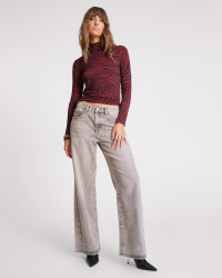 One Teaspoon Jackson Mid Waist Wide Leg Denim Jeans - Dusty Smoke