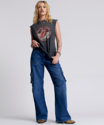 One Teaspoon Jackson Mid Waist Wide Leg Denim Jeans - Rosewood