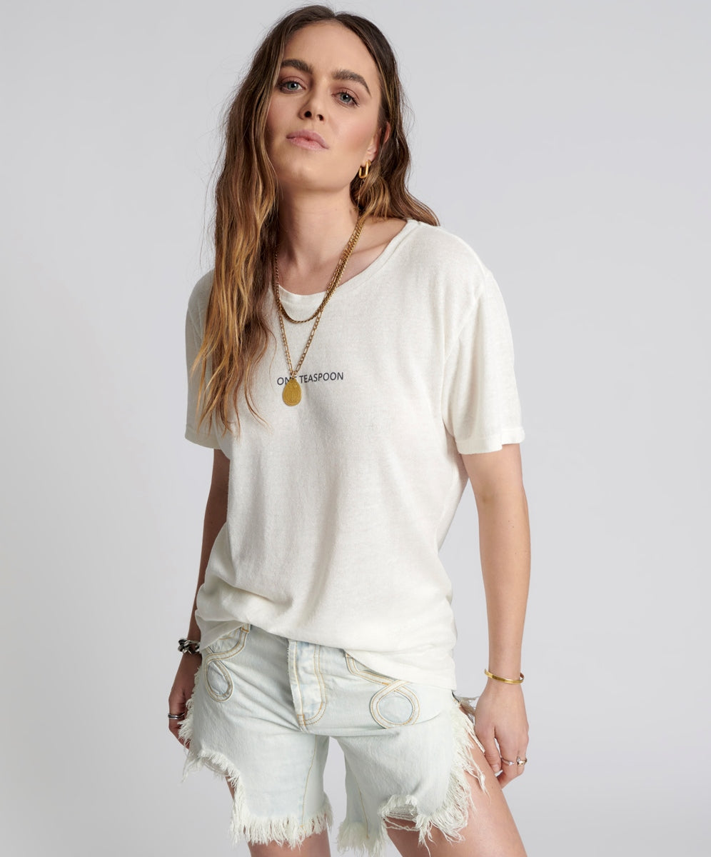 One Teaspoon Linen Wide Neck Tee