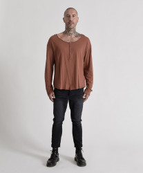 One Teaspoon Mens Mr Valentine Long Sleeve Tee - Camel