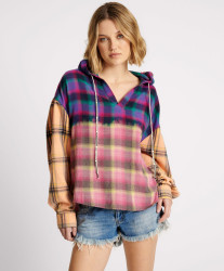 One Teaspoon Mixed Flannel Hooded Shirt