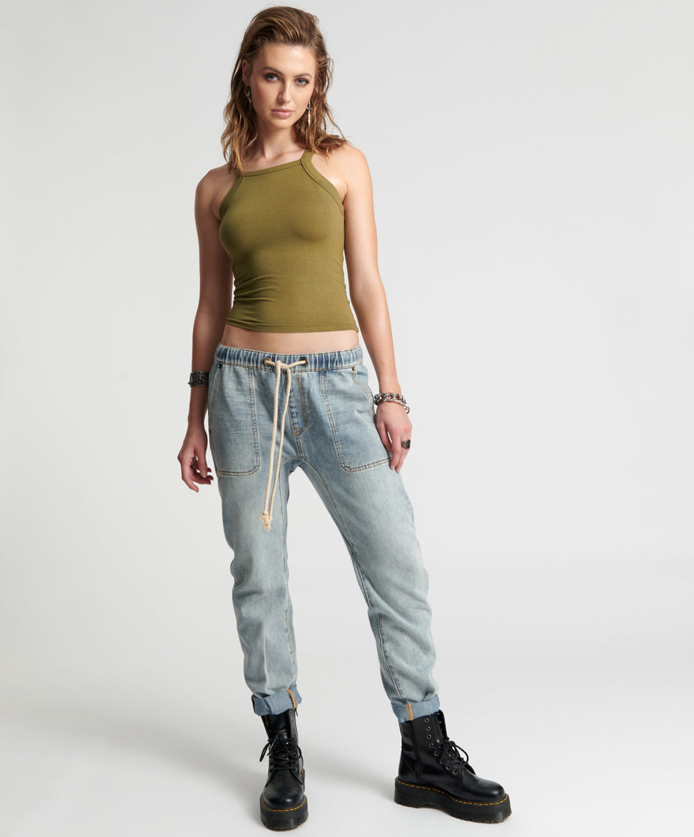 One Teaspoon Montana Shabbies Drawstring Boyfriend Jeans