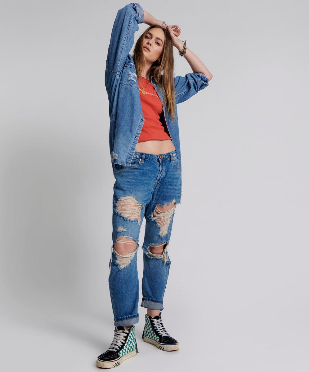 One Teaspoon Pacifica Saints Boyfriend Jeans