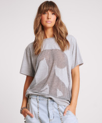 One Teaspoon Peace Burnout Basketball Tee - Grey Marl