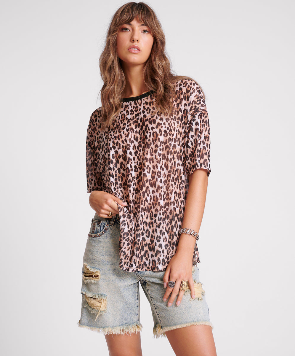 One Teaspoon Printed Mesh Tee - Animal