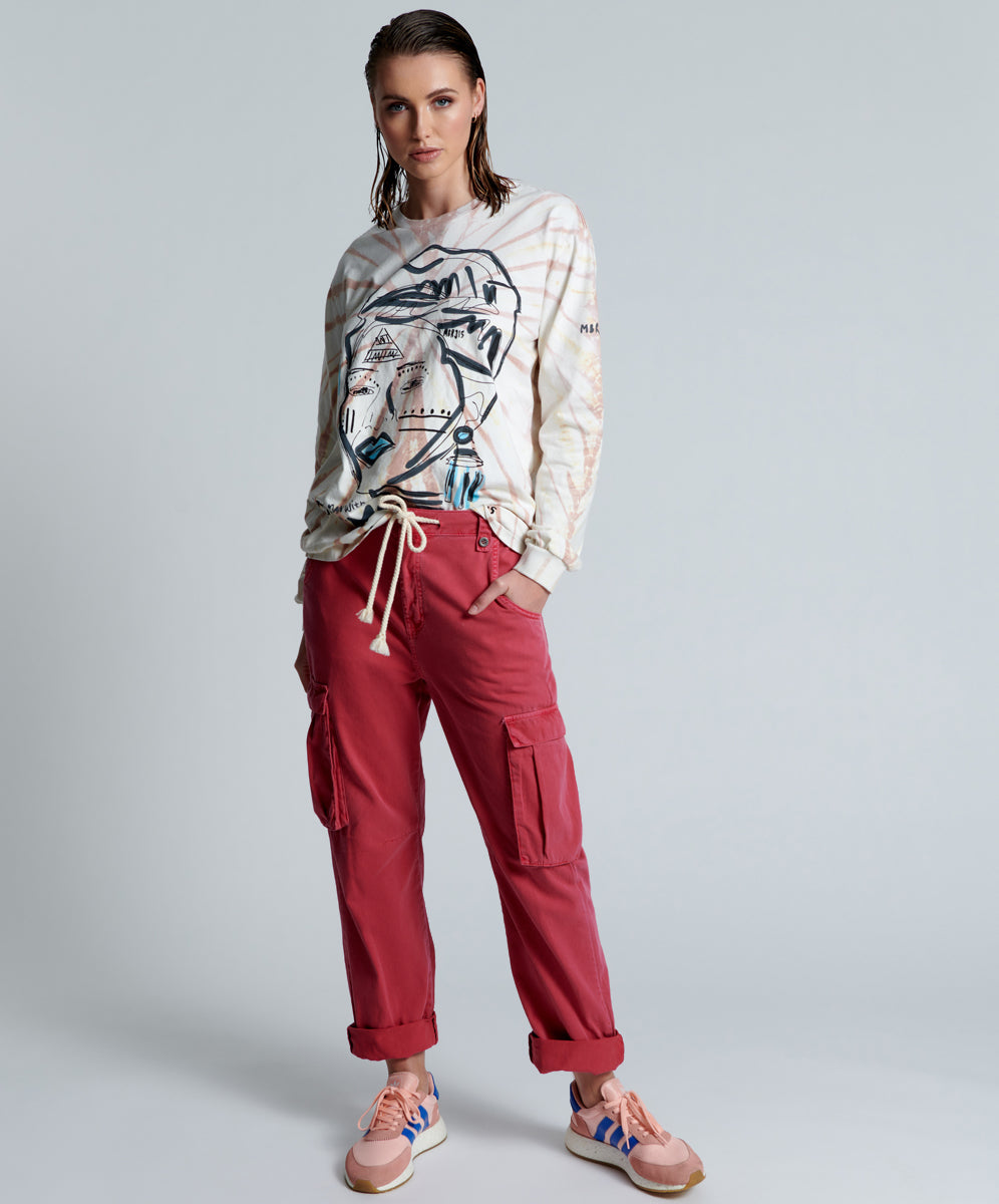 One Teaspoon Red Envy Cargo Safari Mid Waist Relaxed Pant