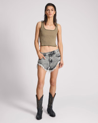 One Teaspoon Rollers Low Waist Denim Shorts - Grey Society