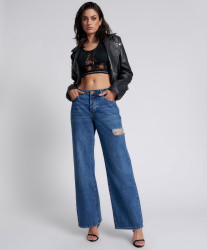 One Teaspoon Rosewood Jackson Mid Waist Wide Leg Jeans