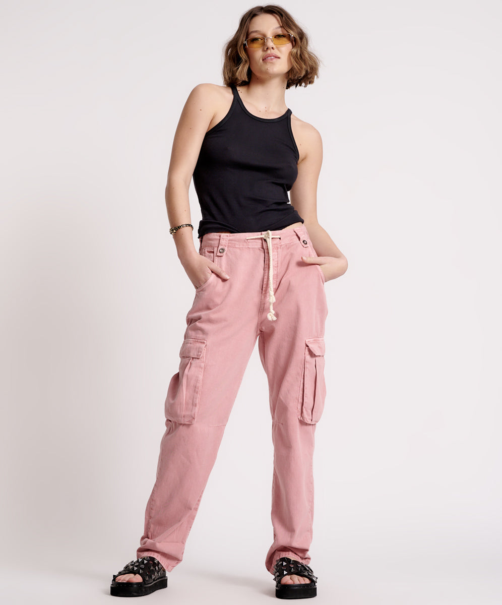 One Teaspoon Safari High Waist Relaxed Tapered Denim Jeans - Dirty Pink