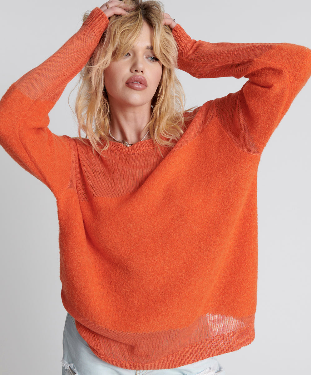 One Teaspoon Shattered Crew Knit Sweater - Orange