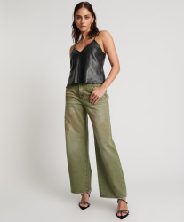 One Teaspoon St Khaki Jackson Mid Waist Wide Leg Jeans