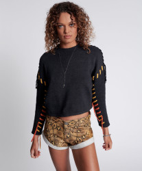 One Teaspoon STITCHED UP CROP KNIT SWEATER