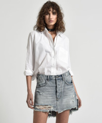 One Teaspoon Storm Boy Vanguard Mid Rise Relaxed Denim Mini Skirt