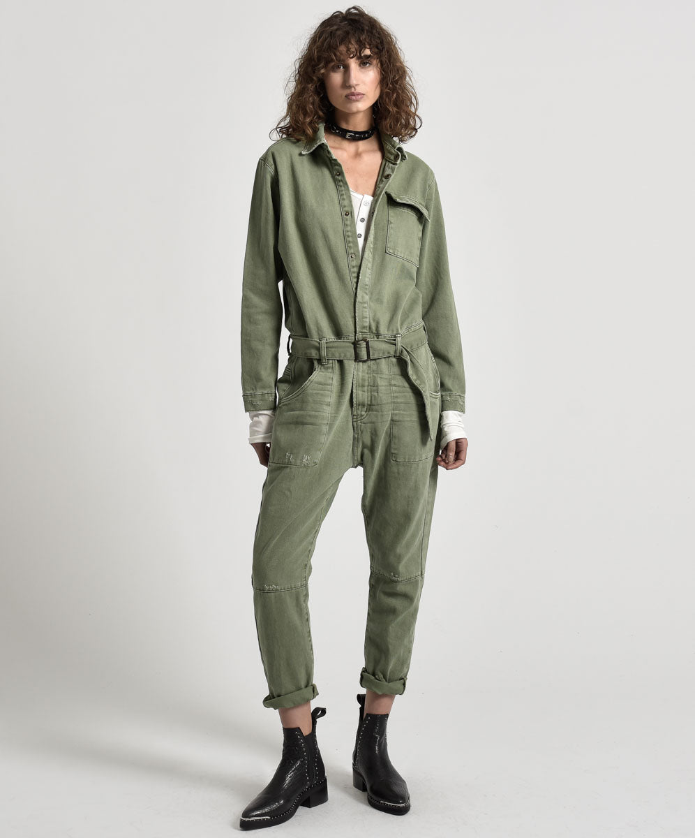 One Teaspoon Super Khaki Utility Jumpsuit