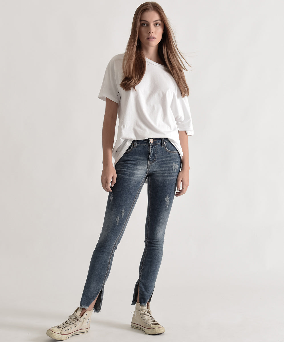 One Teaspoon Superstar Blue Hoodlums Mid Rise Skinny Jeans