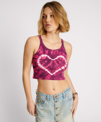 One Teaspoon Tie Dye Heart Cropped Rib Tank