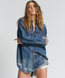 One Teaspoon Used Blue Classic Everyday Denim Shirt