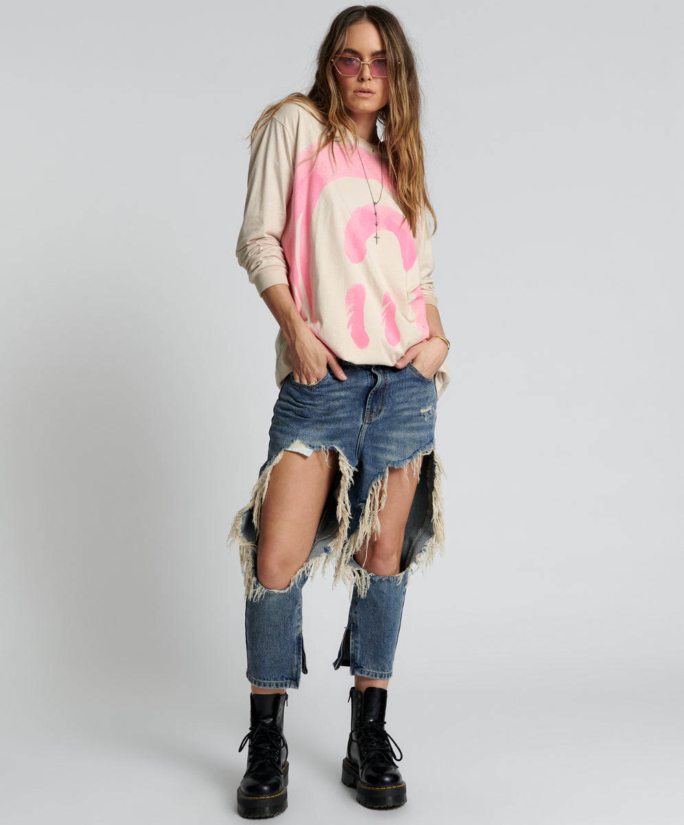 One Teaspoon Used Blue Kingpins Cropped Boyfriend Jeans