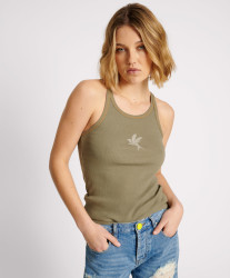 One Teaspoon Washed Khaki Rib Singlet