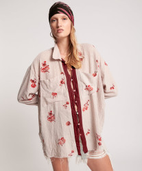 One Teaspoon Western Rose Longline Shirt