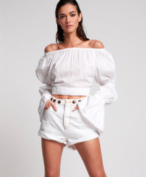 One Teaspoon White Beauty Studded Bandits High Waist