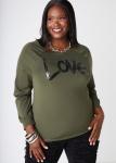 Plus Size Love Sequin Embellished Tee, GREEN, 14/16 - Ashley Stewart