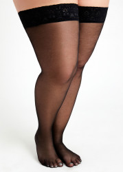 Plus Size MeMoi Lace Trimmed Thigh Highs, BLACK, 1X/2X - Ashley Stewart