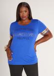 Plus Size Not Bossy Embellished Tee, BLUE, 30/32 - Ashley Stewart