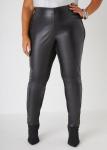 Plus Size Ponte And Faux Leather Leggings, BLACK, 10/12 - Ashley Stewart