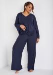 Plus Size Ribbed Lounge Straight Leg Pants, BLUE, 3X - Ashley Stewart