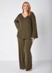 Plus Size Ribbed Lounge Straight Leg Pants, GREEN, 3X - Ashley Stewart