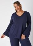 Plus Size Ribbed V Neck Lounge Tunic, BLUE, 3X - Ashley Stewart